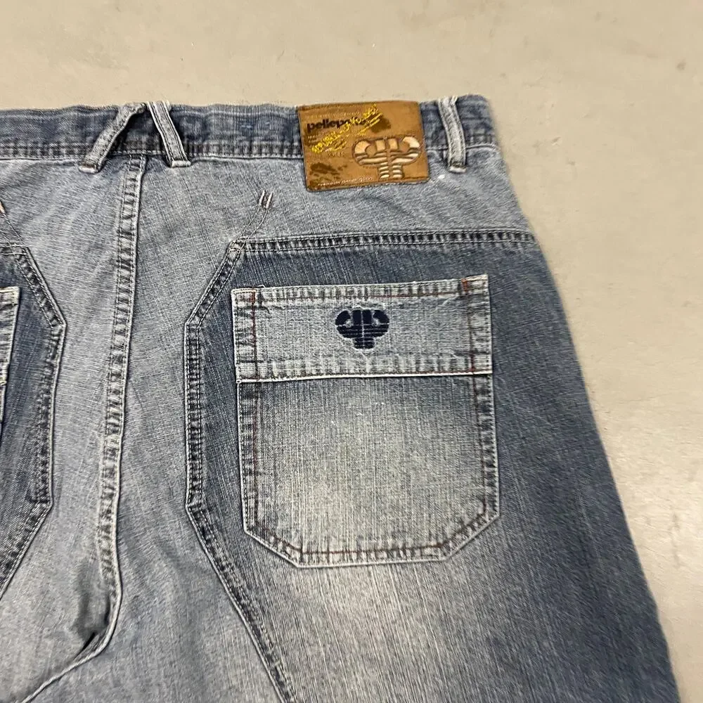 Baggy Y2K patchwork repaired pelle pelle jean shorts 40